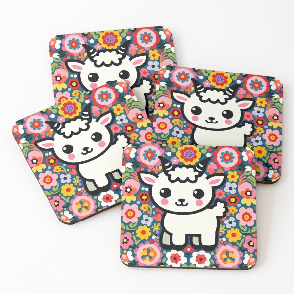Item preview, Cute Baby White Goat - Scandinavian Folk Art by heidiannemorris © designed and sold by FOLK ART FUSION.