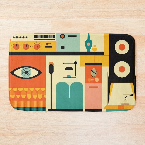 Item preview, Retro Music Studio Art – Bold Abstract Pop Design with Cats, Speakers & Synths designed and sold by Retrocranio.