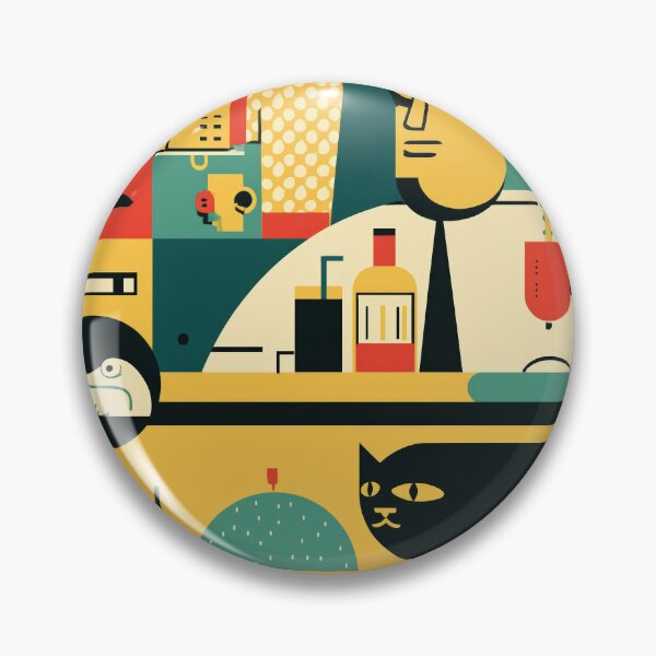Item preview, Abstract Bartender and Cat Art – Bold Retro Kitchen Scene in Pop Style designed and sold by Retrocranio.