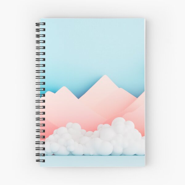 Aperçu de l'œuvre Pastel Dream Mountains – Paysage 3D minimaliste avec nuages et couleurs douces créée et vendue par Retrocranio.