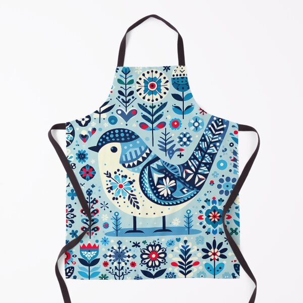 Item preview, Cute Whimsical Blue Bird - Scandinavian Folk Art by heidiannemorris © designed and sold by FOLK ART FUSION by heidiannemorris.
