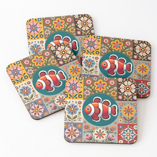 Item preview, Cute Colourful Clown Fish - Scandinavian Folk Art by heidiannemorris © designed and sold by FOLK ART FUSION by heidiannemorris.