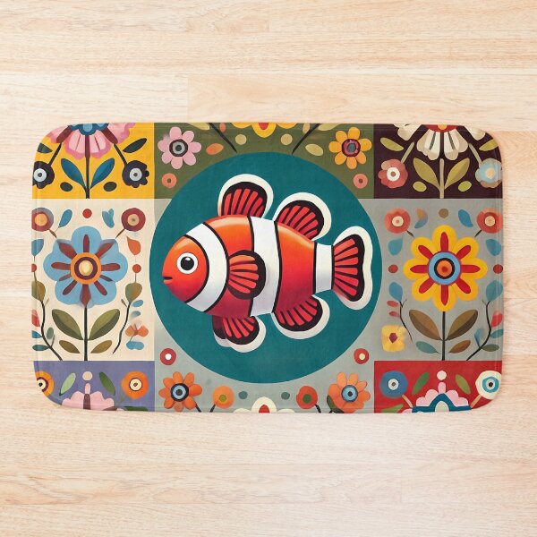 Item preview, Cute Colourful Clown Fish - Scandinavian Folk Art by heidiannemorris © designed and sold by FOLK ART FUSION by heidiannemorris.