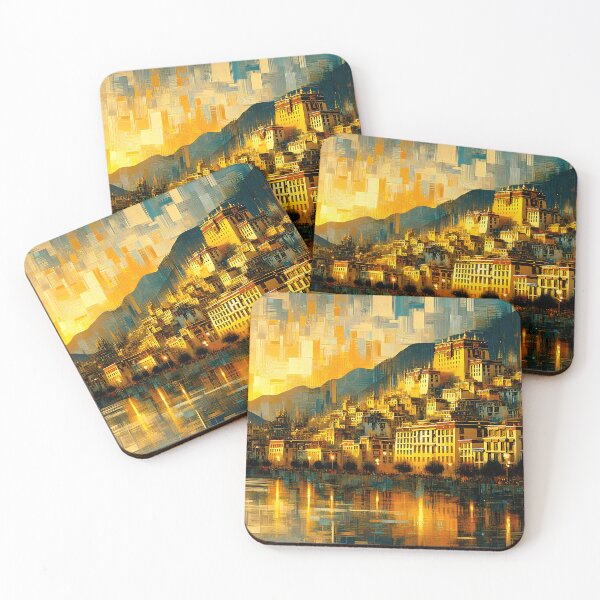 Item preview, Tibetan Gold - Dreamlike View of Sacred Lhasa at Dawn designed and sold by Stoneflower-Art.