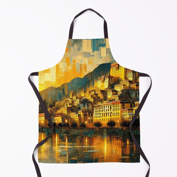 Item preview, Tibetan Gold - Dreamlike View of Sacred Lhasa at Dawn designed and sold by Stoneflower-Art.