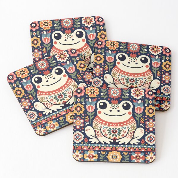 Item preview, Cute Whimsical Frog King - Scandinavian Folk Art by heidiannemorris © designed and sold by FOLK ART FUSION by heidiannemorris.