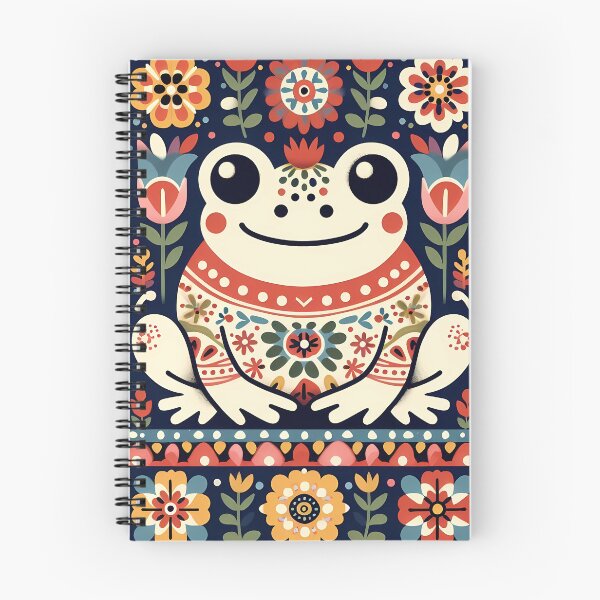 Item preview, Cute Whimsical Frog King - Scandinavian Folk Art by heidiannemorris © designed and sold by FOLK ART FUSION.