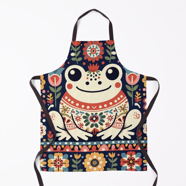 Item preview, Cute Whimsical Frog King - Scandinavian Folk Art by heidiannemorris © designed and sold by FOLK ART FUSION by heidiannemorris.