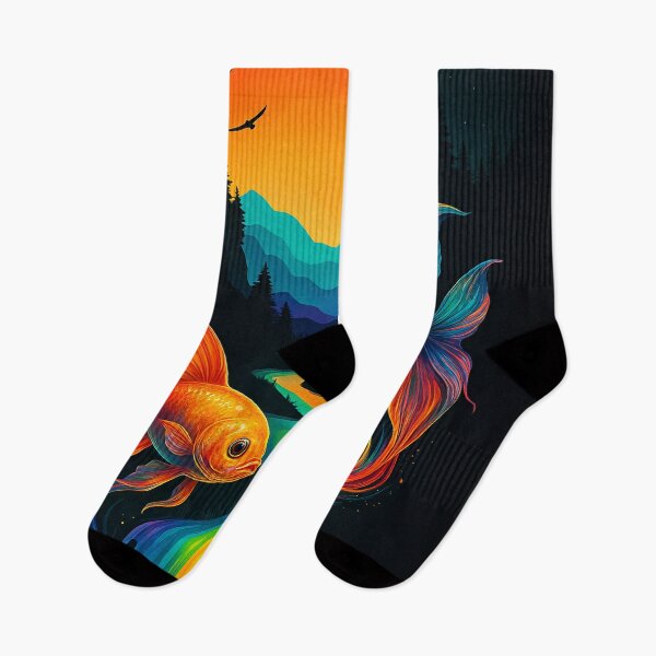 Item preview, Rainbow River & Golden Fins – Dreamscape Fish Fantasy Art designed and sold by Sepinik.