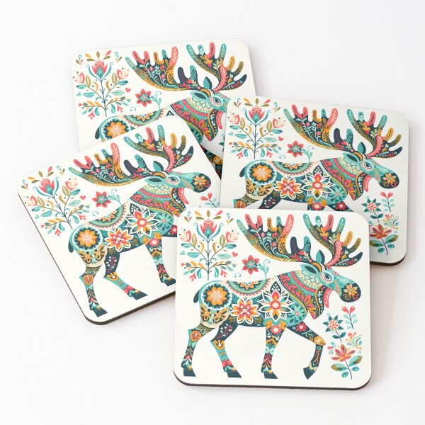 Item preview, Whimsical Majestic Moose - Scandinavian Folk Art by heidiannemorris © designed and sold by FOLK ART FUSION by heidiannemorris.