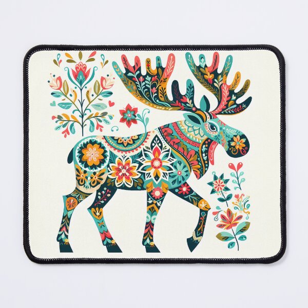 Item preview, Whimsical Majestic Moose - Scandinavian Folk Art by heidiannemorris © designed and sold by FOLK ART FUSION by heidiannemorris.