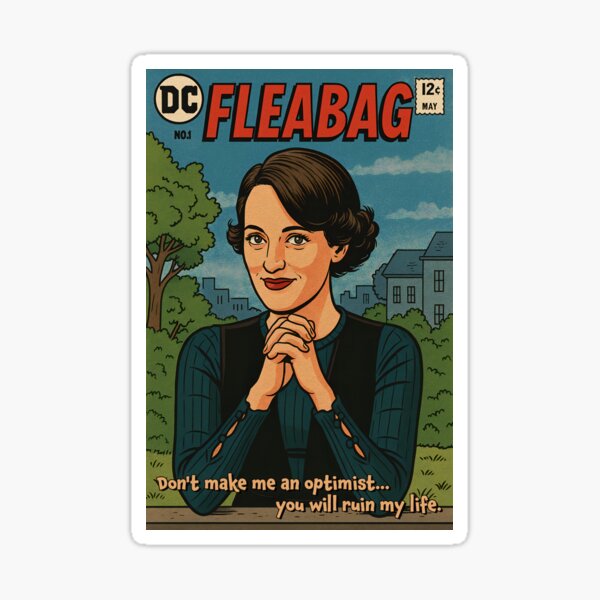 Vista previa del artículo con la obra «Fleabag el optimista», diseñado y vendido por Wanderdreaming.
