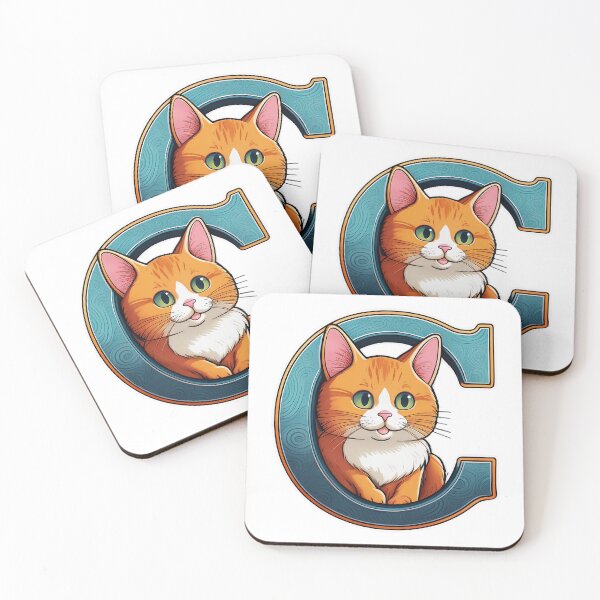 Item preview, Stylized letter C decorated with cute ginger cat graphic sticker design. designed and sold by HEMRO.