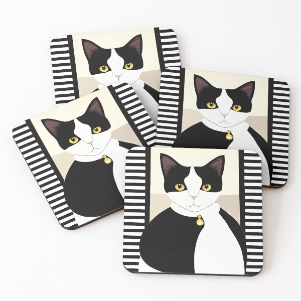 Item preview, Black and White Cat with Yellow Eyes Portrait | Cat Art | Cat Portrait | Black and White Cat Lover designed and sold by UnhingedBird.