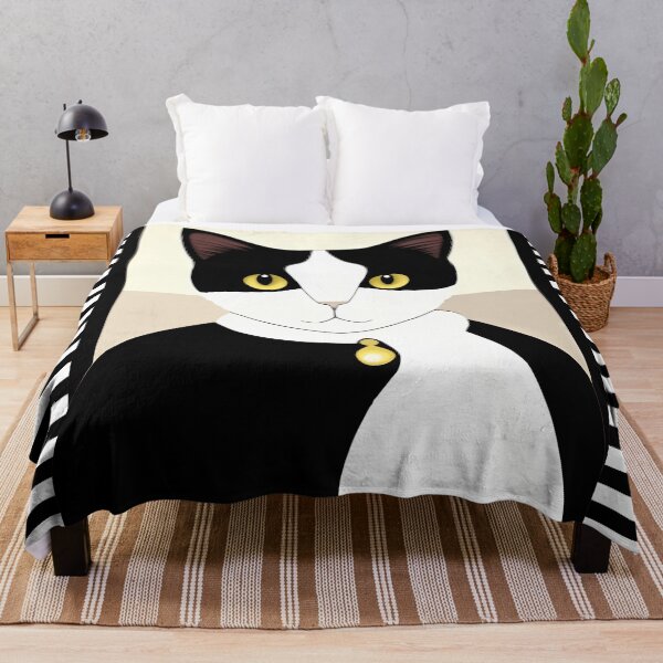 Item preview, Black and White Cat with Yellow Eyes Portrait | Cat Art | Cat Portrait | Black and White Cat Lover designed and sold by UnhingedBird.