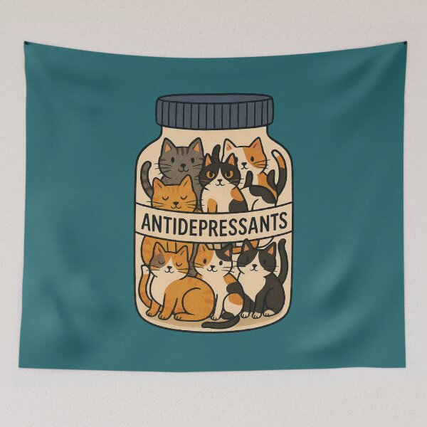 Item preview, Purr-scription for Happiness – Cat Antidepressants Jar designed and sold by Sepinik.