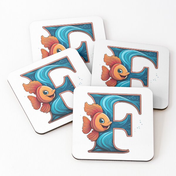 Item preview, Stylized letter F decorated with cute orange fish graphic sticker design. designed and sold by HEMRO.