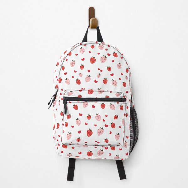 Item preview, Cute Kawaii Strawberry Pattern with Hearts on White designed and sold by UtArt.