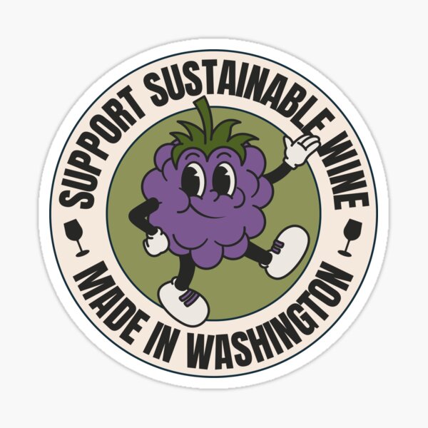 Support Sustainable Wine Made in Washington– Cute Grapes Sticker & Merch Sticker