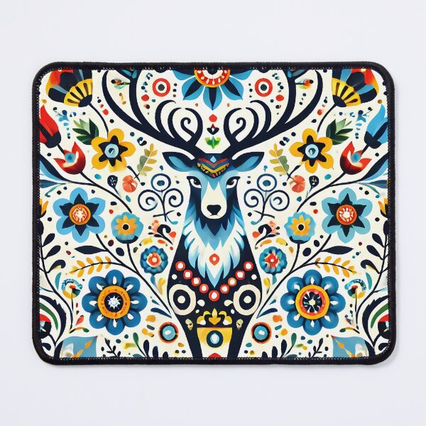 Item preview, Whimsical Colourful Stag - Scandinavian Folk Art by heidiannemorris © designed and sold by FOLK ART FUSION.