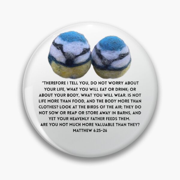 Item preview, Blue tit birds Bible verse Matthew 6:25-26 designed and sold by RockingFelter.