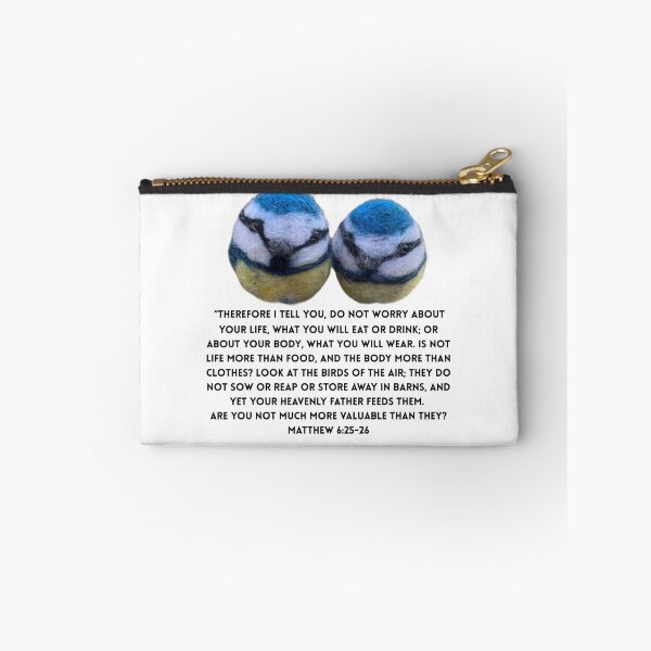 Item preview, Blue tit birds Bible verse Matthew 6:25-26 designed and sold by RockingFelter.