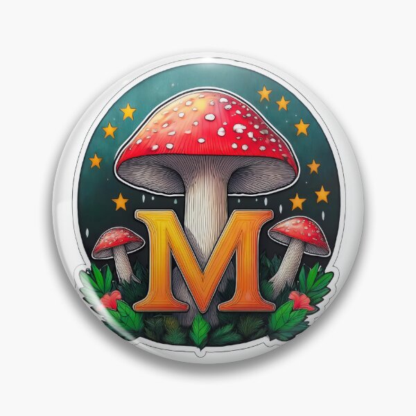 Item preview, Stylized letter M decorated with red mushroom graphic sticker icon design. designed and sold by HEMRO.