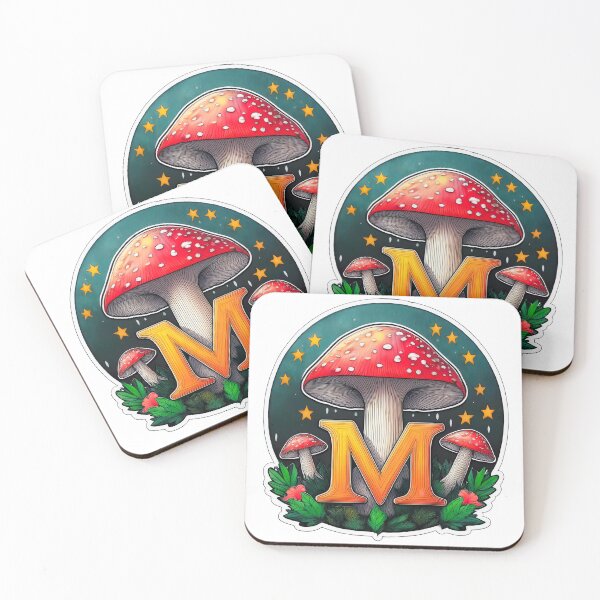 Item preview, Stylized letter M decorated with red mushroom graphic sticker icon design. designed and sold by HEMRO.