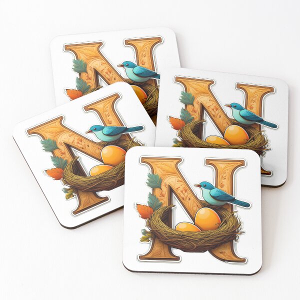 Item preview, Stylized letter N decorated with bird nest eggs graphic sticker icon. designed and sold by HEMRO.