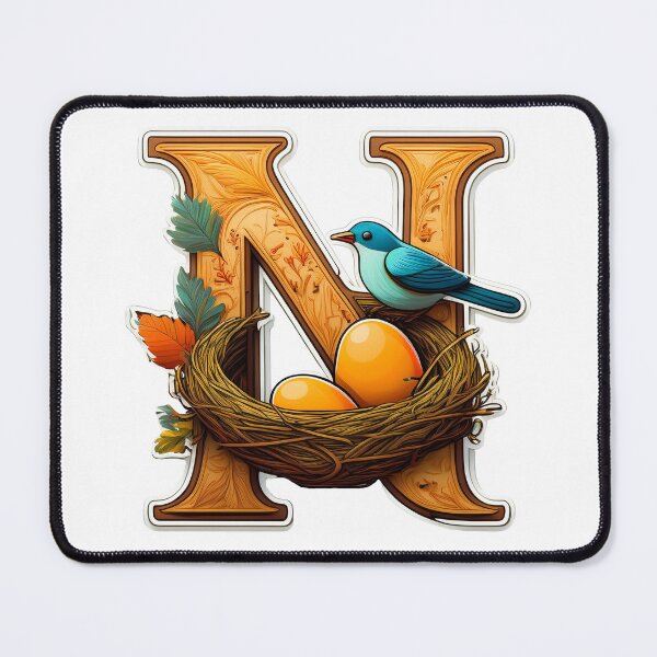 Item preview, Stylized letter N decorated with bird nest eggs graphic sticker icon. designed and sold by HEMRO.