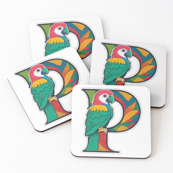 Item preview, Stylized letter P decorated with colorful parrot graphic sticker icon design. designed and sold by HEMRO.