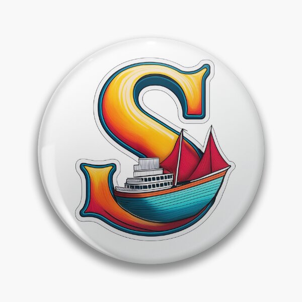 Item preview, Stylized letter S decorated with sailing ship graphic sticker icon design. designed and sold by HEMRO.
