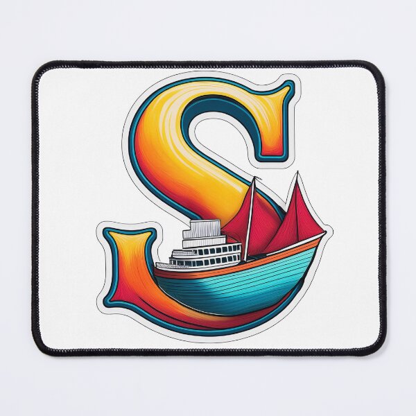 Item preview, Stylized letter S decorated with sailing ship graphic sticker icon design. designed and sold by HEMRO.