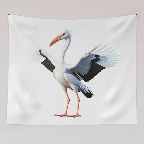 Item preview, White Black Stork Spreading Wings Bird Nature Legs designed and sold by ART ATTACK ZONE.