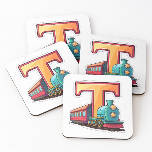 Item preview, Stylized letter T decorated with cartoon train graphic sticker icon design. designed and sold by HEMRO.