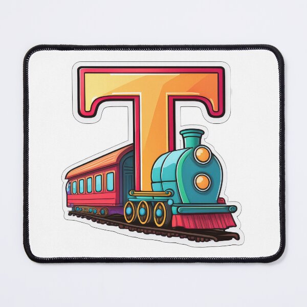 Item preview, Stylized letter T decorated with cartoon train graphic sticker icon design. designed and sold by HEMRO.