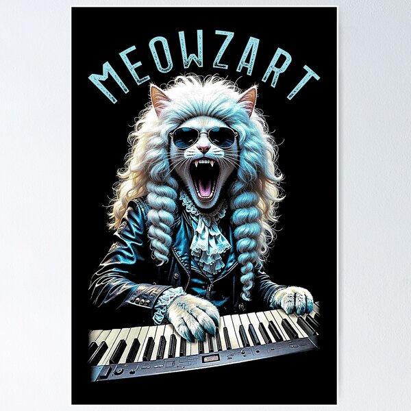 Vista previa del artículo con la obra «Meowzart Mozart Cat Música clásica divertida Teclado de piano», diseñado y vendido por GrandeDuc.