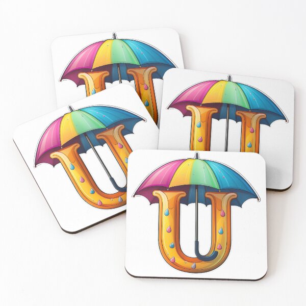 Item preview, Stylized letter U decorated with colorful umbrella graphic sticker icon design. designed and sold by HEMRO.