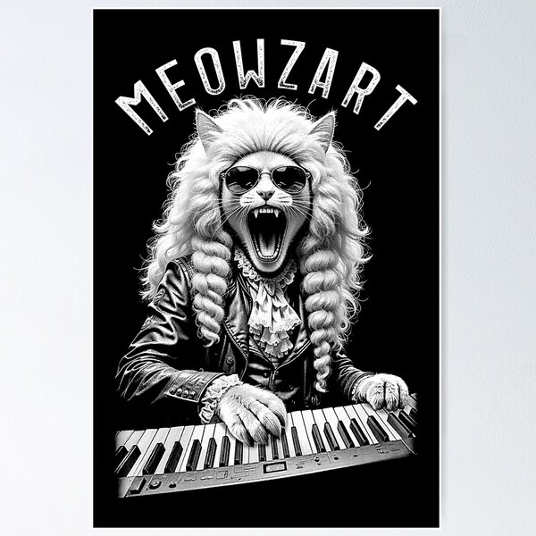 Vista previa del artículo con la obra «Meowzart Mozart Cat Música clásica divertida Teclado de piano», diseñado y vendido por GrandeDuc.