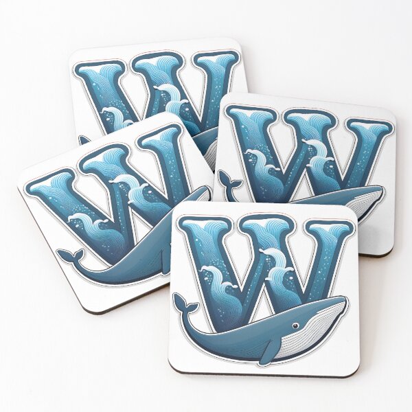 Item preview, Stylized letter W decorated with cute whale graphic sticker icon design. designed and sold by HEMRO.