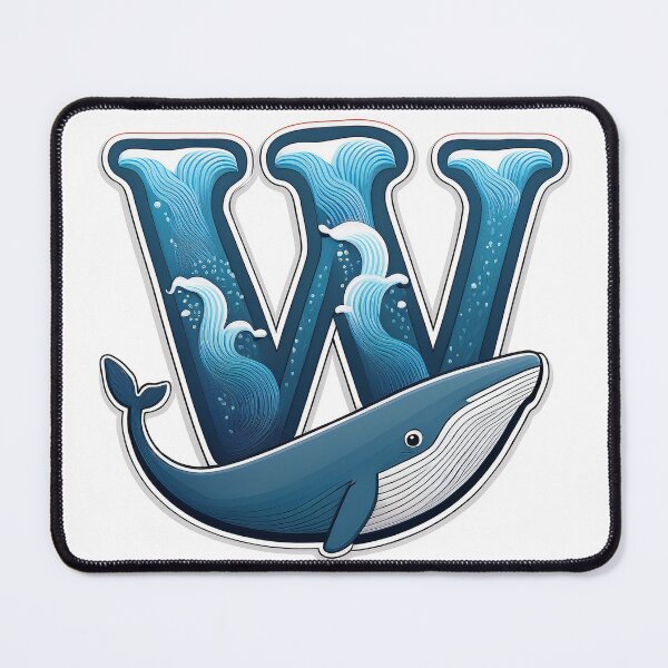 Item preview, Stylized letter W decorated with cute whale graphic sticker icon design. designed and sold by HEMRO.