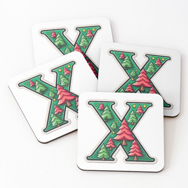 Item preview, Stylized letter X decorated with cartoon christmas trees graphic sticker design. designed and sold by HEMRO.