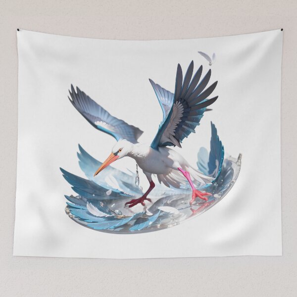 Item preview, Surreal Colorful Stork Spreading Wings Bird Nature Legs designed and sold by ART ATTACK ZONE.