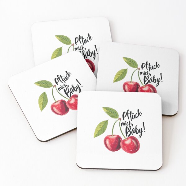 Item preview, Pflück mich Baby (German Typography) - Sweet Berry Quote with Smiling Cherries designed and sold by UtArt.