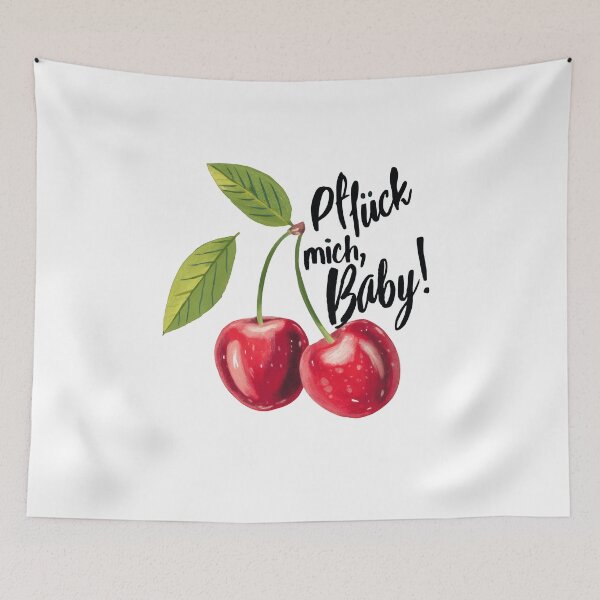 Item preview, Pflück mich Baby (German Typography) - Sweet Berry Quote with Smiling Cherries designed and sold by UtArt.