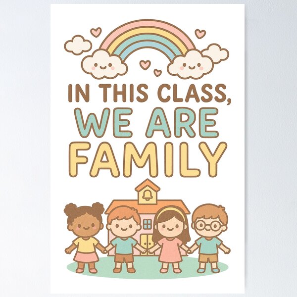 Item preview, In This Class We Are Family Poster - Kawaii Classroom Wall Art for Kindergarten Teachers designed and sold by HAFIZ-DP.