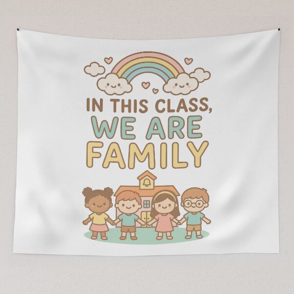 Item preview, In This Class We Are Family Poster - Kawaii Classroom Wall Art for Kindergarten Teachers designed and sold by HAFIZ-DP.