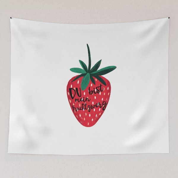 Item preview, Du bist mein Fruchtzwerg (German Typography) - Sweet Berry Quote with Smiling Cherries designed and sold by UtArt.