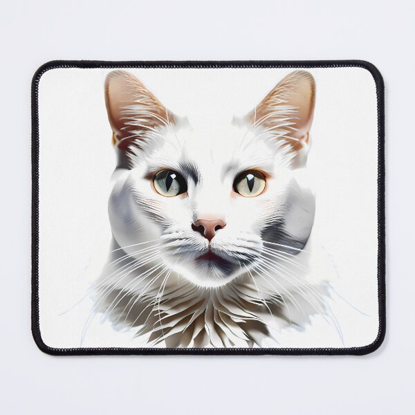 Item preview, Elegant White Cat Striking Eyes Turkish Van Feline designed and sold by ART ATTACK ZONE.