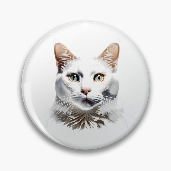 Item preview, Elegant White Cat Striking Eyes Turkish Van Feline designed and sold by ART ATTACK ZONE.